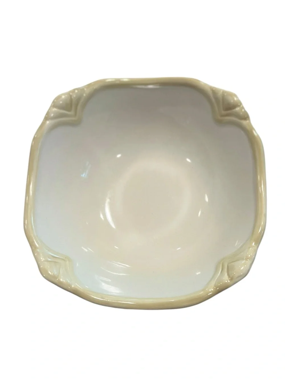 Princess House Pavillion Nested Serving Bowls Set of 2 Cream Embossed Scroll Cer